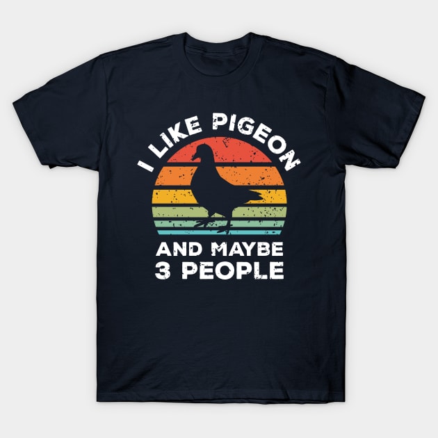 I Like Pigeon and Maybe 3 People, Retro Vintage Sunset with Style Old Grainy Grunge Texture T-Shirt by Ardhsells